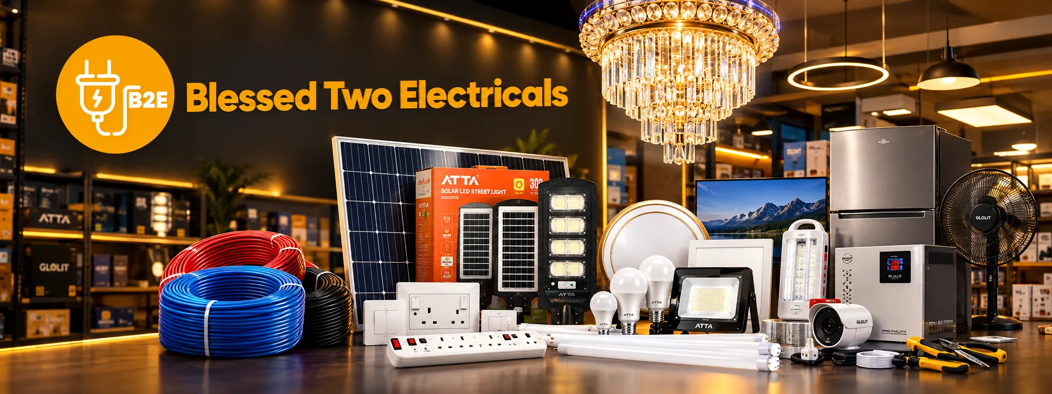B2 Electronics — Blessed Two Electricals: cables, lighting, chandeliers, solar, switchgear, appliances and tools